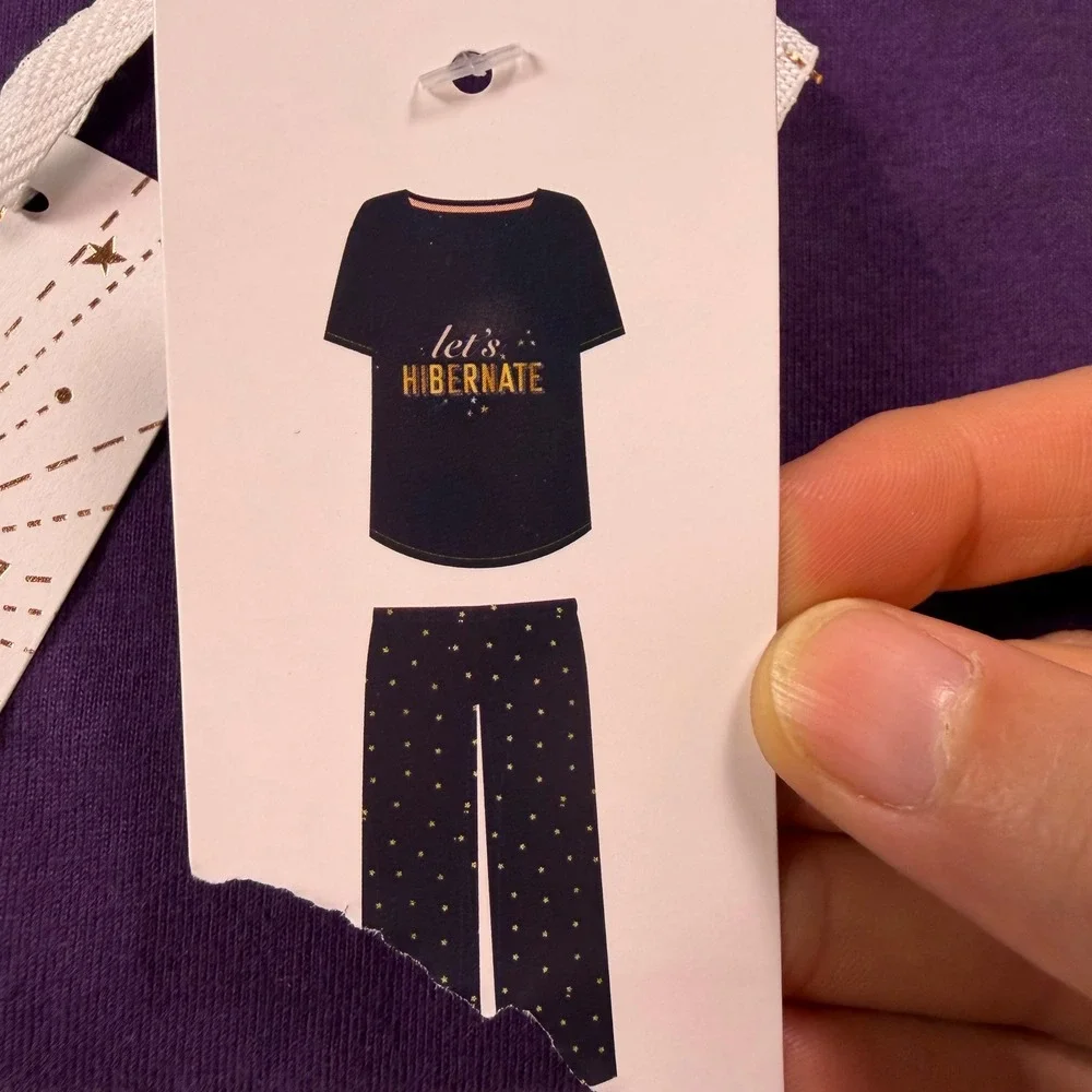 Debenhams Cosy Celestial Sleepwear Womens Pajama Set Purple Cotton Blend